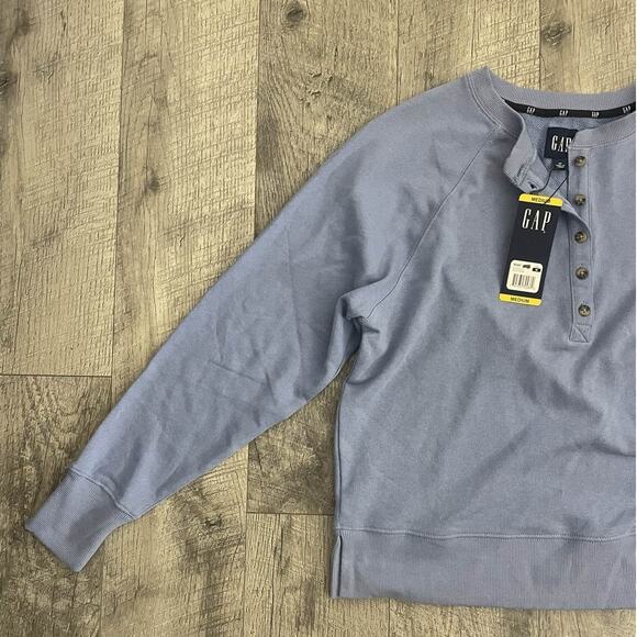 GAP‎ Women's English Manor Blue Henley Sweatshirt M - Picture 3 of 8